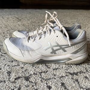 Women’s Asics White and Gray FOR TENNIS Athletic Shoes